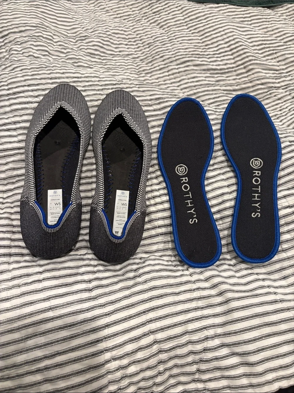 Rothy's Black and White Knit Pointed Flats